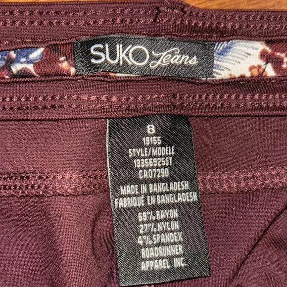 SUKO  Jeans burgundy Midi Denim Pencil Skirt size 8 - Picture 4 of 12